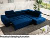 MEBLINI Schlafcouch mit Bettkasten - CARL - 272x202x63cm Rechts - Blau Samt - Ecksofa mit Schlaffunktion - Sofa mit Relaxfunktion und Kopfstützen - Couch L-Form - Eckcouch - Wohnlandschaft Bild 5