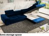 MEBLINI Schlafcouch mit Bettkasten - CARL - 272x202x63cm Rechts - Blau Samt - Ecksofa mit Schlaffunktion - Sofa mit Relaxfunktion und Kopfstützen - Couch L-Form - Eckcouch - Wohnlandschaft Bild 4