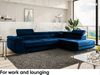 MEBLINI Schlafcouch mit Bettkasten - CARL - 272x202x63cm Rechts - Blau Samt - Ecksofa mit Schlaffunktion - Sofa mit Relaxfunktion und Kopfstützen - Couch L-Form - Eckcouch - Wohnlandschaft Bild 3