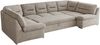 Mks Möbel 'Morbido U' Wohnlandschaft mit Schlaffunktion und Topper, 340 x 206 x 93 cm, Beige, Stoff Bild 5
