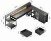 BBWL Computertisch Computer Schreibtisch aus P2 Spanplatte mit 7 Stoffschubladen (stabilem Metallgestell, RGB LED Beleuchtung, Steckdose 3AC+2USB und flexiblem PC-Ständer für Büro & Gaming) Bild 4