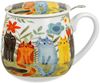 DUO ART GALLERY Fassbecher 430 ml CAT'S WORLD – GARDEN FELINES mit Teesieb, New Bone China Porzellan Bild 2