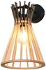 LED Wandleuchte mit Schalter & Lamellen Lampenschirm in Holzoptik, Höhe 24cm Bild 2