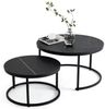 HomeGuru Couchtisch rund, Satztische 2 St, Marmormuster, Sintergestein, modernes Design (2-St, Set) Bild 4