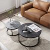 HomeGuru Couchtisch rund, Satztische 2 St, Marmormuster, Sintergestein, modernes Design (2-St, Set) Bild 3
