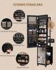 Schmuckschrank, Schmuck Spiegelschrank, schmuck spiegelschrank stehendstehender Schmuck-Organizer mit 1 Kleiderständer, 3-stufige Ablageflächen mit 4 Kleiderhaken, Schwarz Bild 4