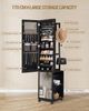 Schmuckschrank, Schmuck Spiegelschrank, schmuck spiegelschrank stehendstehender Schmuck-Organizer mit 1 Kleiderständer, 3-stufige Ablageflächen mit 4 Kleiderhaken, Schwarz Bild 5