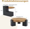 Couchtisch-Set rund, 61x61 x H 30 cm und 44x44 x H 44 cm, 2 Ebenen, Glasplatte & MDF in Holzoptik Bild 5