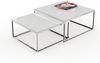 2er Set Design Couchtisch MENTO 60/50cm weiss hochglanz Edelstahl-Gestell Bild 4