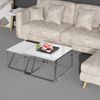 2er Set Design Couchtisch MENTO 60/50cm weiss hochglanz Edelstahl-Gestell Bild 3