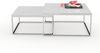 2er Set Design Couchtisch MENTO 60/50cm weiss hochglanz Edelstahl-Gestell Bild 2