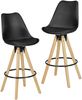 Wohnling 2er Set Barhocker Retro Design Stoff Holz mit Lehne schwarz Bild 3
