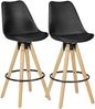 Wohnling 2er Set Barhocker Retro Design Stoff Holz mit Lehne schwarz Bild 2