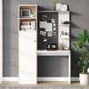 Merax Arbeitstisch Schreibtisch mit Aufbewahrung – Weiß mit Stabholzkontrast, unterer Schrank mit Türen und oberes offenes Regal, Büro-Design, 123,5x45x168,5 cm Bild 3
