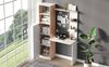 Merax Arbeitstisch Schreibtisch mit Aufbewahrung – Weiß mit Stabholzkontrast, unterer Schrank mit Türen und oberes offenes Regal, Büro-Design, 123,5x45x168,5 cm Bild 5