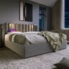 Polsterbett 140×200 cm aus Samt-Stoff mit USB-Anschluss und Leselicht, grau Bild 3