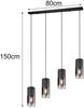 LED Pendelleuchte 4-flammig mit Rauchglas & Metall Schwarz, Breite 80cm Bild 4