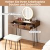 Schminktisch mit Spiegel & Beleuchtung & Ladestation & Hocker Frisiertisch Kosmetiktisch Rustikales Braun Bild 5