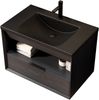 Badezimmer-Waschtisch, Schwimmend integriertes Unterbauwaschbecken aus Keramik abgeschrägte Kante Sperrholzschrank mit Regal und Schublade vormontiert, Sperrholz, Schwarze Holzmaserung, 75 cm Bild 5