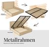 Premium Polsterbett LERIO CLASSIC 200 x 200 cm mit Stauraum, gepolstertem Kopfteil, Gasdruckfedern & Lattenrost - Modernes Design, Inkl. Lattenrost Multipocket Matratze - Schwarz Plüsch - ELORI LUX Bild 6