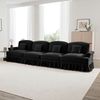Elegantes großes 4-Sitzer Sofa, Mid-Century-Stil, aus Chenille mit Trichter-Armlehnen, abnehmbarer Rüschenschürze & spindelförmigen Beinen, Schwarz, Bild 3