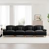 Elegantes großes 4-Sitzer Sofa, Mid-Century-Stil, aus Chenille mit Trichter-Armlehnen, abnehmbarer Rüschenschürze & spindelförmigen Beinen, Schwarz, Bild 4
