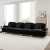 Elegantes großes 4-Sitzer Sofa, Mid-Century-Stil, aus Chenille mit Trichter-Armlehnen, abnehmbarer Rüschenschürze & spindelförmigen Beinen, Schwarz, Bild 5