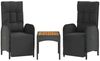 vidaXL Garten-Relaxstühle 2 Stk. mit Tisch Schwarz Poly Rattan 319910 Bild 2