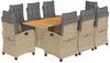 vidaXL 9-tlg. Garten-Essgruppe mit Kissen Beigemischung Poly Rattan 3212717 Bild 2