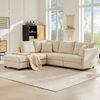Modulares Ecksofa 220x194x85 cm, 5-Sitzer in Beige mit bewegbarem Fußhocker aus Baumwoll-Leinen Bild 3
