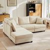 Modulares Ecksofa 220x194x85 cm, 5-Sitzer in Beige mit bewegbarem Fußhocker aus Baumwoll-Leinen Bild 4