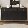 Merax Sideboard 140*37,8*82 cmmit goldenen Griffen und Beinen, 4 Türen, 4 Schubladen, mit herausnehmbarem Laminat, geeignet für Wohn- und Esszimmer, Schwarz Bild 5