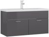 vidaXL Waschbeckenunterschrank Einbaubecken Hochglanz-Grau Spanplatte [3071296] Bild 2