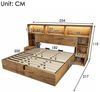 OKWISH Holzbett Bett 180x200 cm mit Stauraum, LED-Beleuchtung & USB (Packung, 1-tlg, Eiche Optik Stauraumbett mit Hydraulik, mit integrierten Nachttischen), mit Lattenrost und Kopfteil-Regal(ohne Matratze) Bild 4