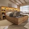OKWISH Holzbett Bett 180x200 cm mit Stauraum, LED-Beleuchtung & USB (Packung, 1-tlg, Eiche Optik Stauraumbett mit Hydraulik, mit integrierten Nachttischen), mit Lattenrost und Kopfteil-Regal(ohne Matratze) Bild 3