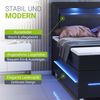 Juskys Boxspringbett Norfolk 140x200 cm – LED Beleuchtung, Bonell-Matratzen, Topper & Kunstleder – 66 cm Komforthöhe – schwarz – Bett Doppelbett Bild 5