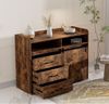 HOMAVO Sideboard HG1 Mit Schiebetüren 107cm Für Wohnbereiche, Vintage Braun Bild 2