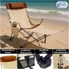 Coemo 2er Set Tragbarer Liegestuhl, Campingliege mit Getränkehalter Beige Bild 5