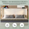 HAUSS SPOLE Polsterbett 160×200cm Doppelbett Jugendbett mit 2 Leselichtern & USB,Beige (hydraulischem Stauraum & integrierte USB-Anschlüsse & LED-Lichtleisten, dick gepolsterte Kopfteil,Stabiler Rahmen), für praktischen Komfort und Stil im Schlafzimmer... Bild 3