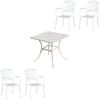 Inko 5-teilige Sitzgruppe Aluminium Guss weiß Tisch 80x80cm mit 4 Sesseln Tisch 80x80 cm mit 4x Sessel Urban Bild 4