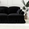 Flieks 2+3 Sitzer Sofagarnitur, Modulares Sofa mit 5 Kissen, abnehmbarem Volant, ausladenden Armlehnen & Holzbeinen, Chenille, Schwarz Bild 5