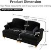 Flieks 2+3 Sitzer Sofagarnitur, Modulares Sofa mit 5 Kissen, abnehmbarem Volant, ausladenden Armlehnen & Holzbeinen, Chenille, Schwarz Bild 3