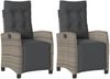 vidaXL Gartensessel mit Fußteil 2 Stk. Verstellbar Grau Poly Rattan 365243 Bild 2