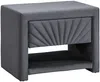 Vente-unique - 2er-Set Nachttische mit 1 Schublade & 1 Ablage - Samt - Anthrazitgrau - ULAMI Bild 2