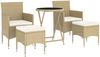 vidaXL 5-tlg. Garten-Bistro-Set Poly Rattan und Hartglas Beige 3058390 Bild 3
