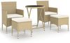 vidaXL 5-tlg. Garten-Bistro-Set Poly Rattan und Hartglas Beige 3058390 Bild 2