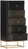 vidaXL Schubladenschrank, Mangoholz Schwarz Golden, 45 x 30 x 105 cm Bild 2