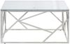 vidaXL Couchtisch, Hartglas weiß / Edelstahl silber, 40 x 80 x 80 cm Bild 4