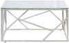 vidaXL Couchtisch, Hartglas weiß / Edelstahl silber, 40 x 80 x 80 cm Bild 3