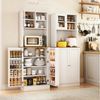 COSTWAY Küchenbuffet Küchenschrank mit Arbeitsplatte & Glastür, Holz, weiß Bild 2